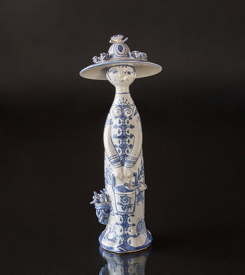 Wiinblad årstidsfigur, sommer, hånddekoreret, blå/hvid