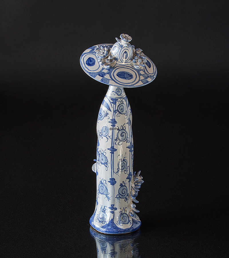 Wiinblad årstidsfigur, sommer, hånddekoreret, blå/hvid