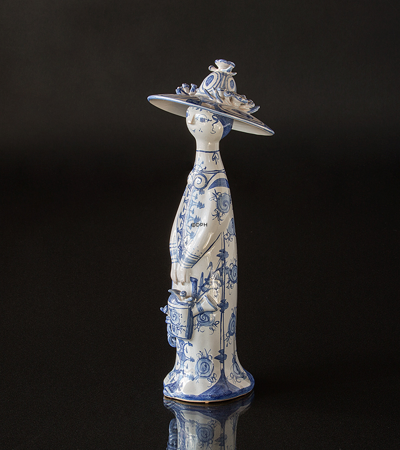 Wiinblad årstidsfigur, sommer, hånddekoreret, blå/hvid