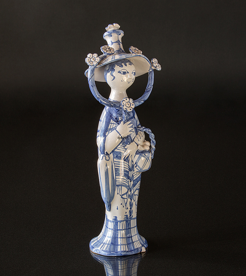 Wiinblad årstidsfigur, efterår, hånddekoreret, blå/hvid