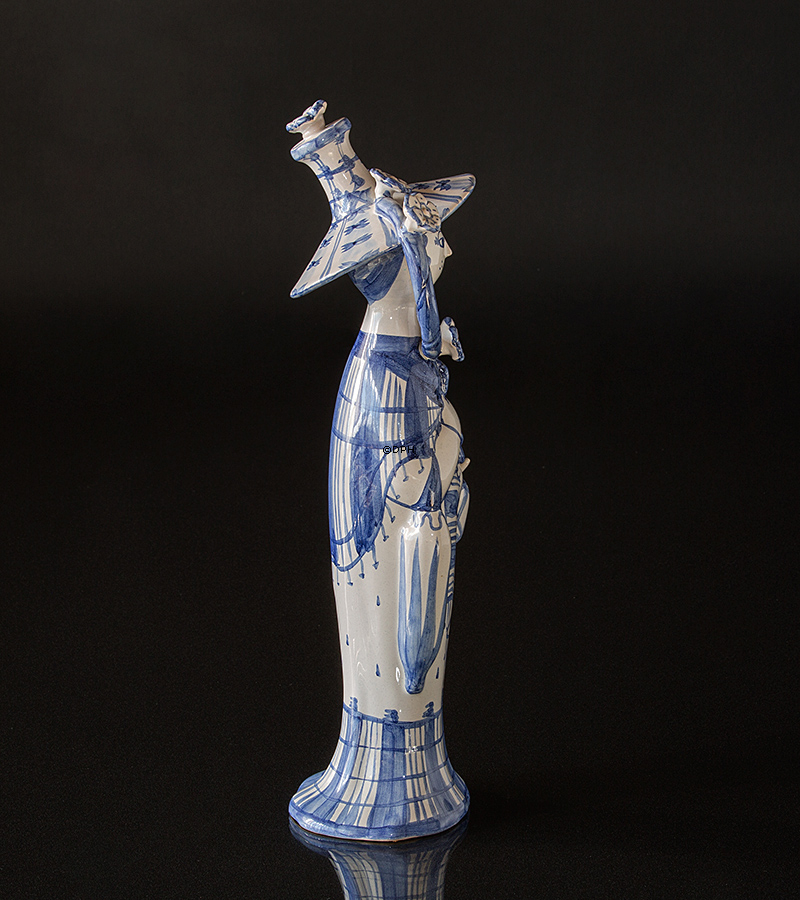 Wiinblad årstidsfigur, efterår, hånddekoreret, blå/hvid