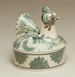 Wiinblad æggekurv,hånddekoreret, grøn/hvid