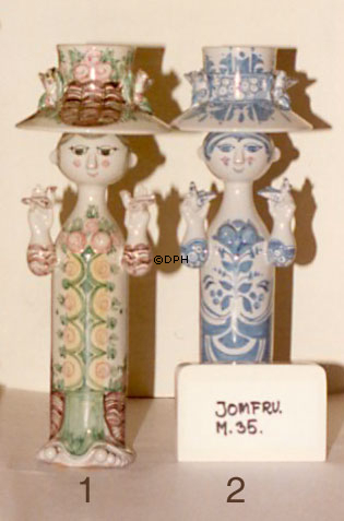 Wiinblad Pige med fugle hånddekoreret, blå/hvid eller multi colour