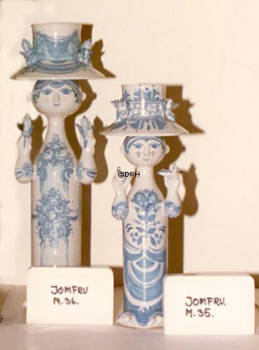 Wiinblad Pige med fugle hånddekoreret, blå/hvid eller multi colour