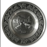 1982 Måstad Pewter Christmas plate, Foxes