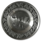 1988 Måstad Pewter Christmas plate, The Snowcovered Village