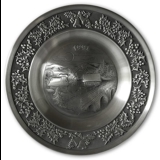 1991 Måstad Pewter Christmas plate, Snowcovered houses