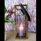 Tall lantern for Candles, golden with handle