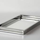 Lav firkantet serveringsbakke i poleret stål med spejl 