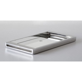 Low Rectangular Tray in Polished Steel with mirror