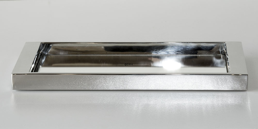 Lav firkantet spejlbakke i poleret stål