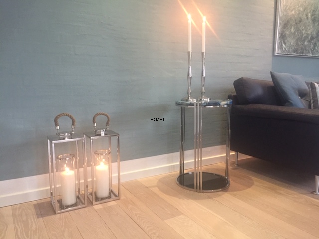 Høj flot lanterne til lys Sølvfinish