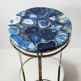 Round Table with Tabletop of Blue Agate