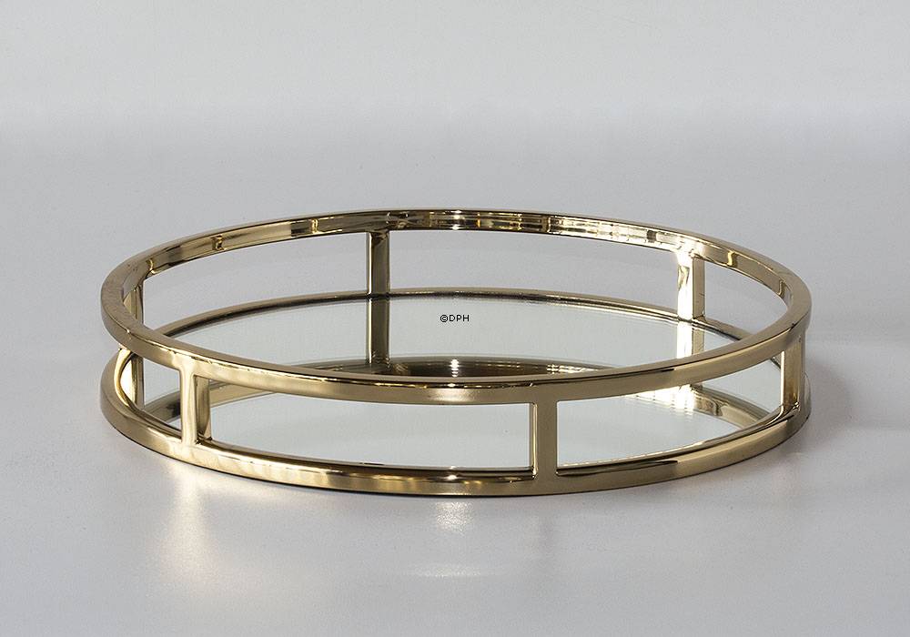 Spejlbakke rundt med gyldent finish