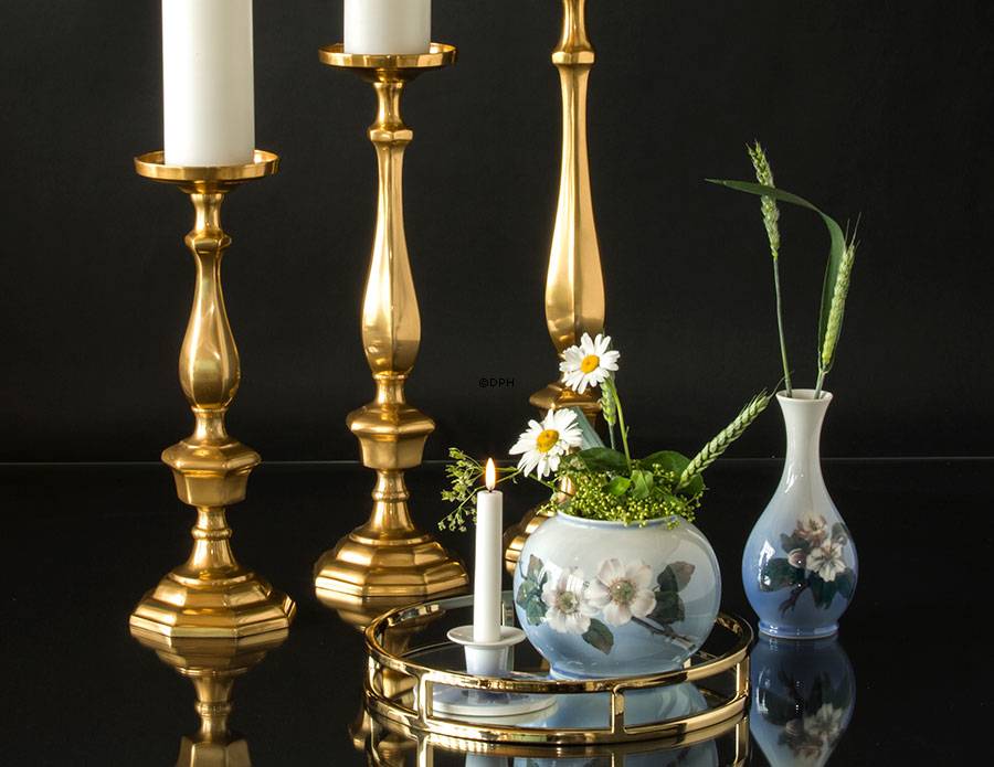 Spejlbakke rundt med gyldent finish