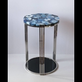 Rundt bord med bordplade af blå agat, lille