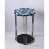 Round Table with Tabletop of Blue Agate, small