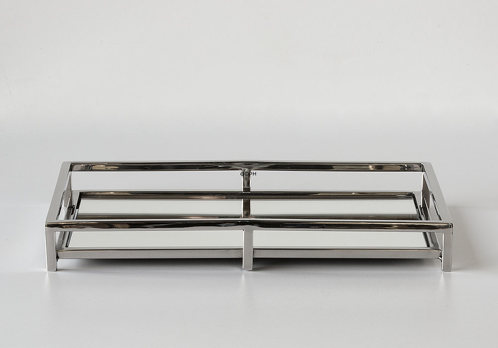 Firkantet spejlbakke i poleret stål