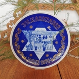 Norold Design 1978, koboltblå juleplatte 'Julemarkedet'