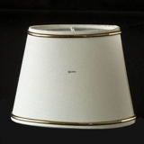 Oval lampeskærm 10 cm i højden, off white chintz stof med guldkant