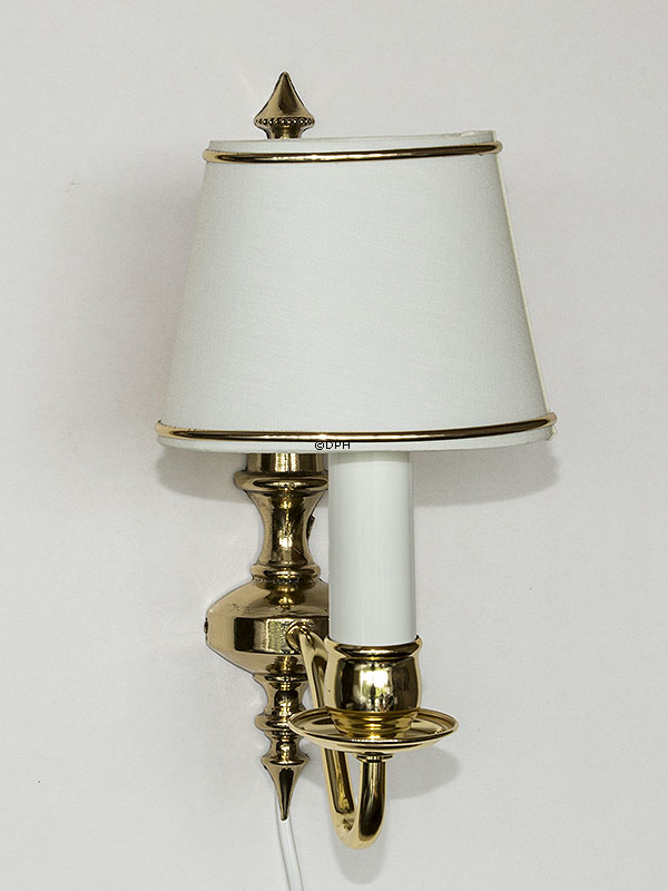 Oval lampeskærm 10 cm i højden, off white chintz stof med guldkant (2. sortering - se beskrivelse)