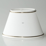 Oval lampeskærm 13 cm i højden, hvid chintz stof med guldkant  (2. sortering - se beskrivelse)