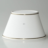 Oval lampeskærm 14 cm i højden, hvid chintz stof med guldkant (2. sortering - se beskrivelse)