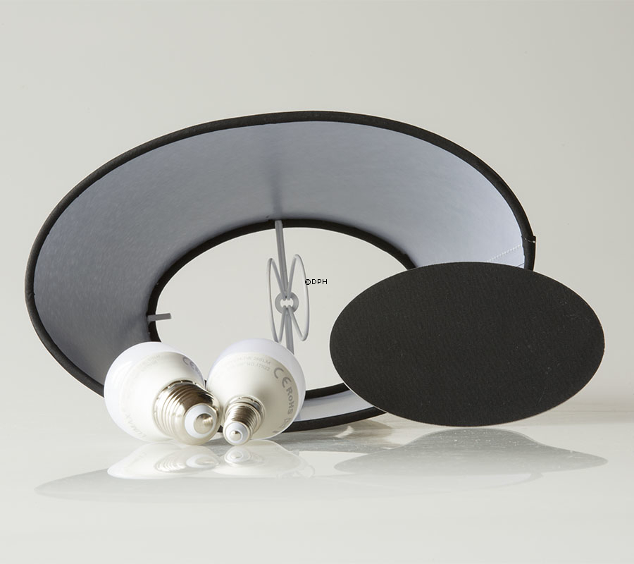 Oval lampeskærm 14 cm i højden, sort chintz stof