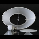 Oval lampeskærm 16 cm i højden, hvid chintz stof