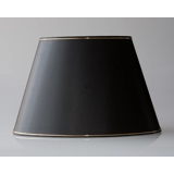 Oval lampeskærm 20 cm i højden, sort chintz stof med guldkant