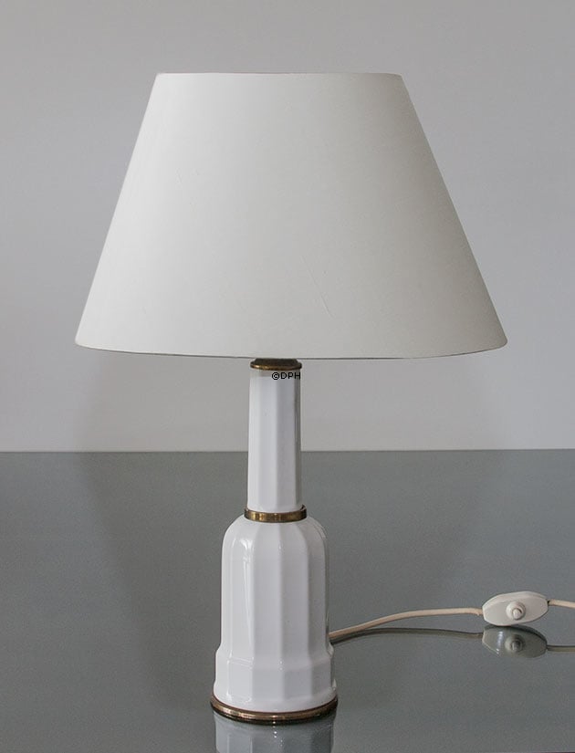 Oval lampeskærm 24 cm i højden, off white chintz stof