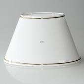 Oval lampeskærm 24 cm i højden, hvid chintz stof med guldkant
