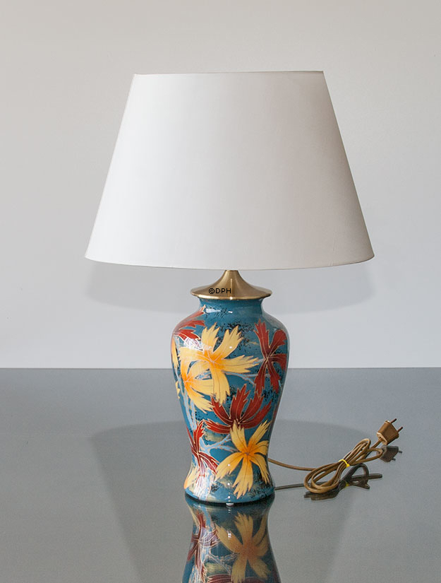 Oval lampeskærm 26 cm i højden, hvid chintz stof