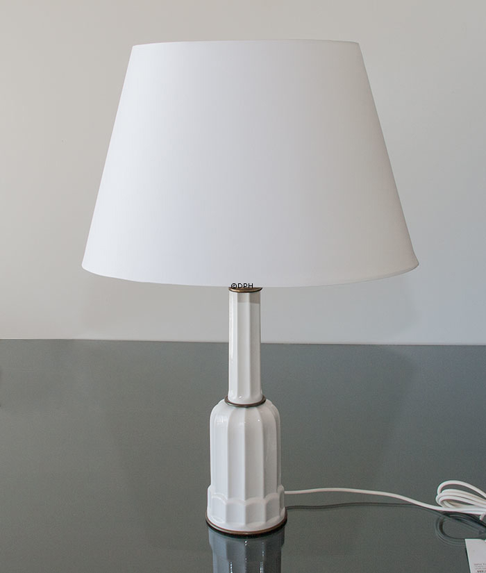 Oval lampeskærm 30 cm i højden, hvid chintz stof