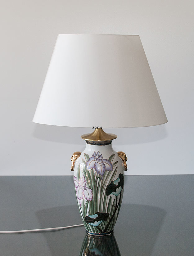 Oval lampeskærm 30 cm i højden, hvid chintz stof