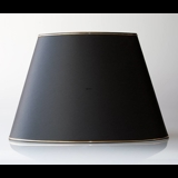 Oval lampeskærm 30 cm i højden, sort chintz stof med guldkant  (2. sortering - se beskrivelse)
