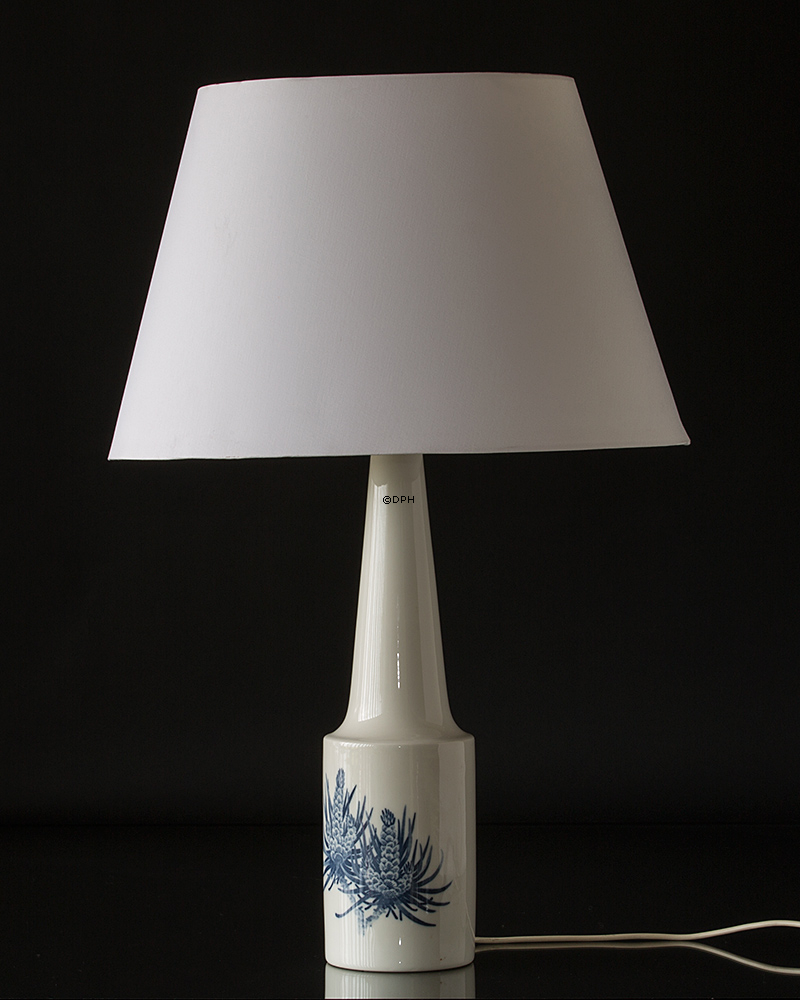 Oval lampeskærm 32 cm i højden, off white chintz stof