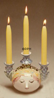 Wiinblad lysestage, Kuglehoved, hånddekoreret, blå/hvid eller multi colour