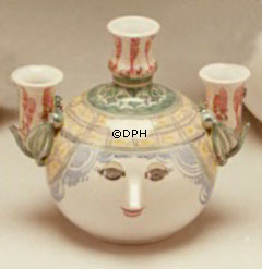 Wiinblad lysestage, Kuglehoved, hånddekoreret, blå/hvid eller multi colour