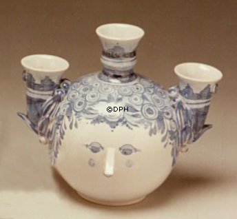 Wiinblad lysestage, Kuglehoved, hånddekoreret, blå/hvid eller multi colour