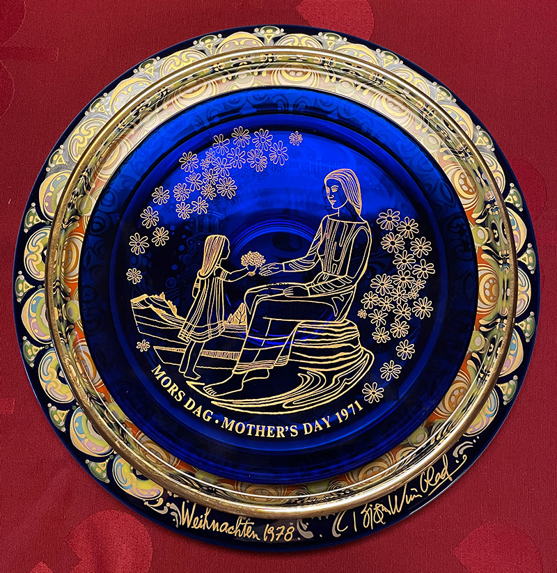 1971 Orrefors mors dag platte i glas