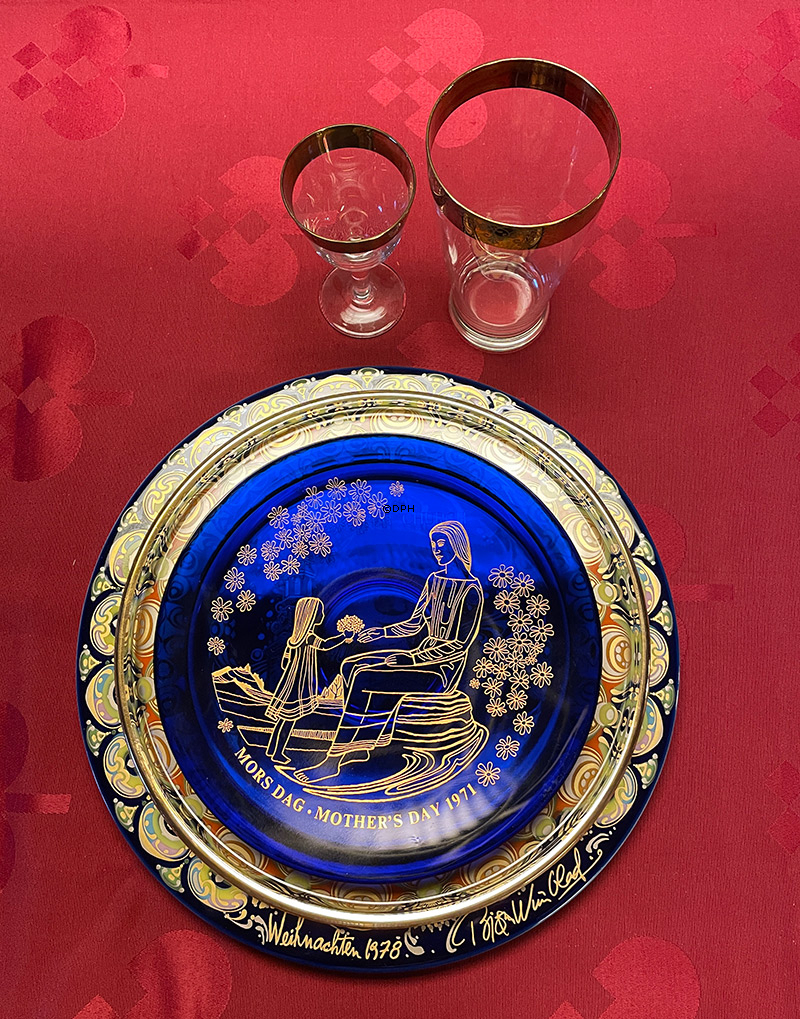 1971 Orrefors mors dag platte i glas