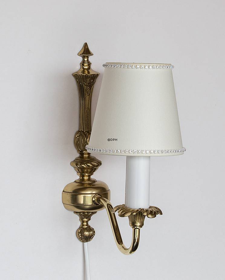 Rund cylinderformet lampeskærm 11 cm i højden, off white chintz stof