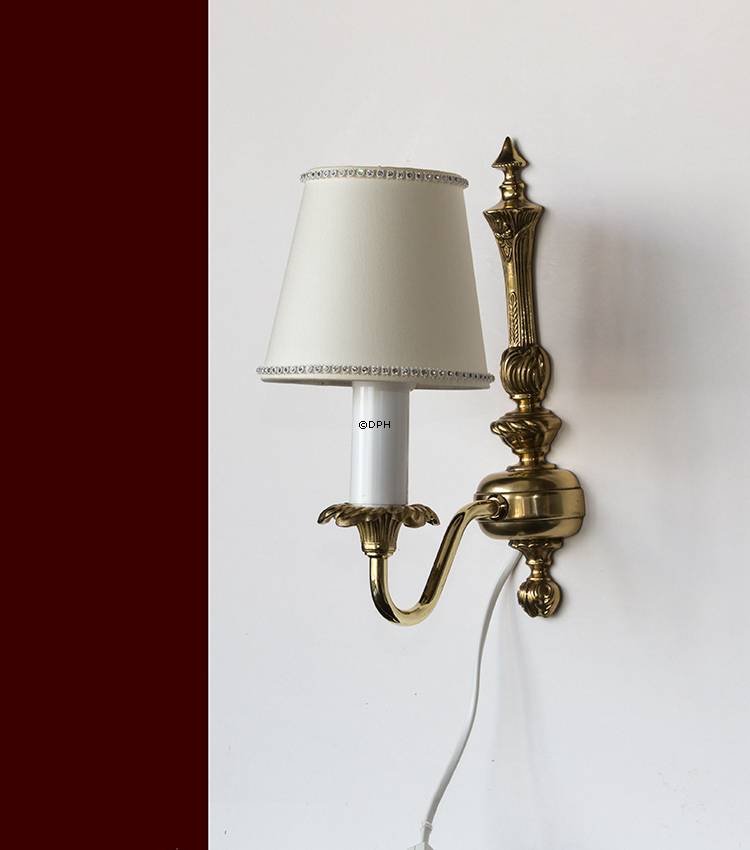 Rund cylinderformet lampeskærm 11 cm i højden, off white chintz stof