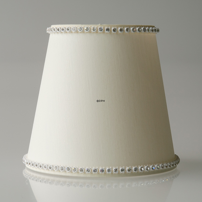 Rund cylinderformet lampeskærm 11 cm i højden, off white chintz stof