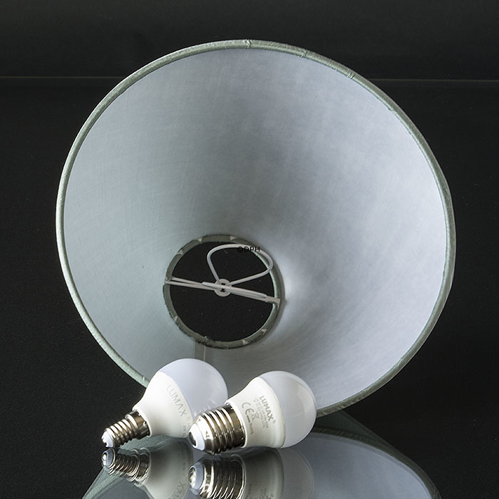 Rund lampeskærm lav model 13 cm, lys grøn silke stof