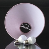 Rund lampeskærm lav model 13 cm, rosa chintz stof