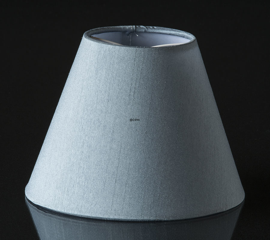 Rund lampeskærm 13 cm i højden, lys blå silke stof