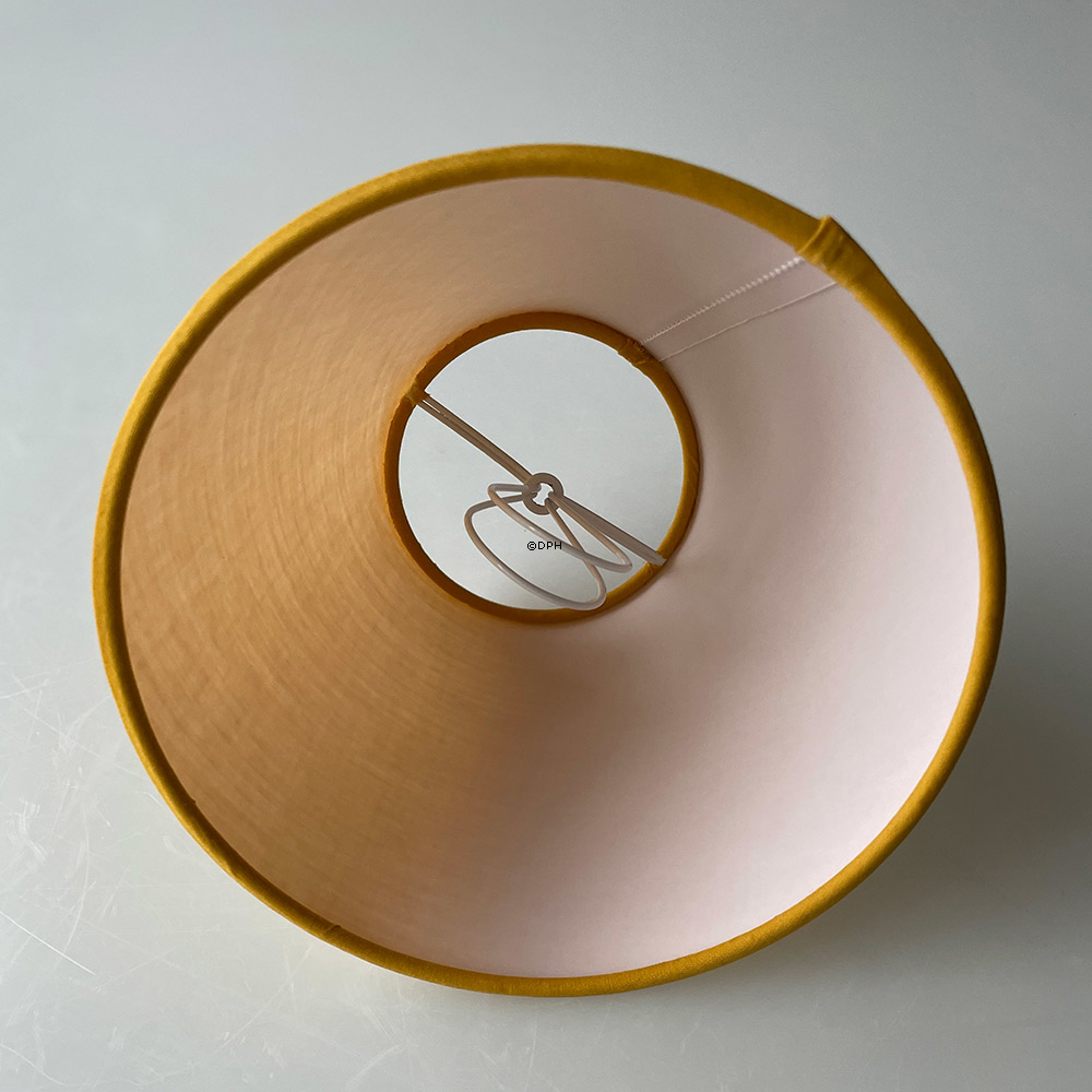 Rund lampeskærm 13 cm i højden, gul chintz stof