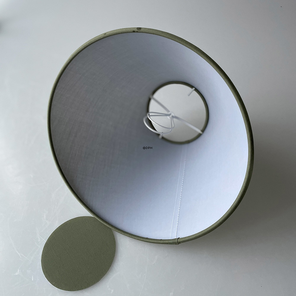 Rund lampeskærm høj model 15 cm i højden, grøn chintz stof